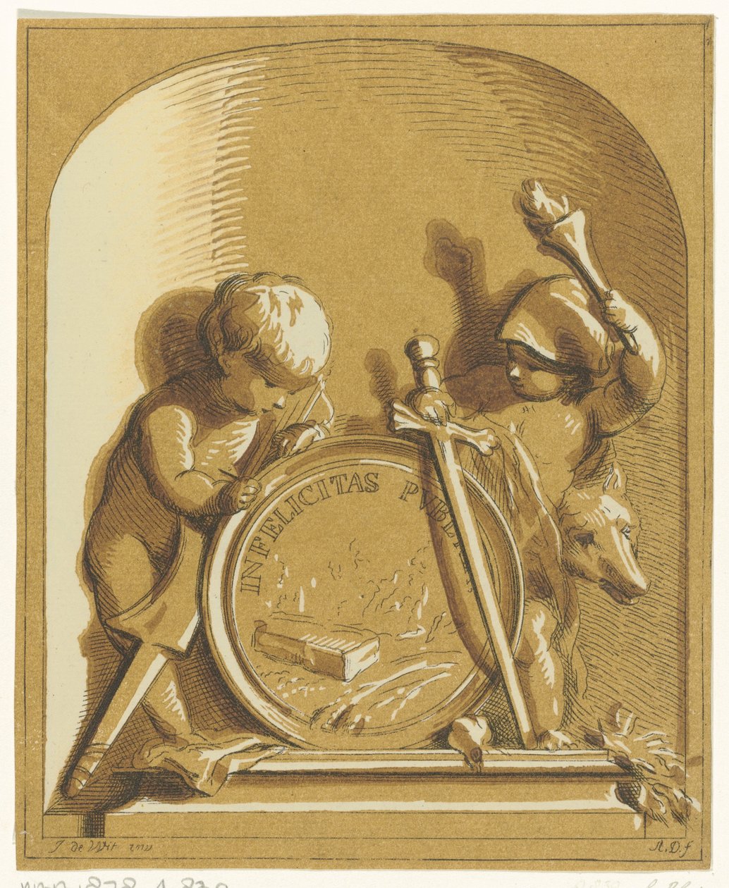 Allegorie met twee putti door Abraham Delfos