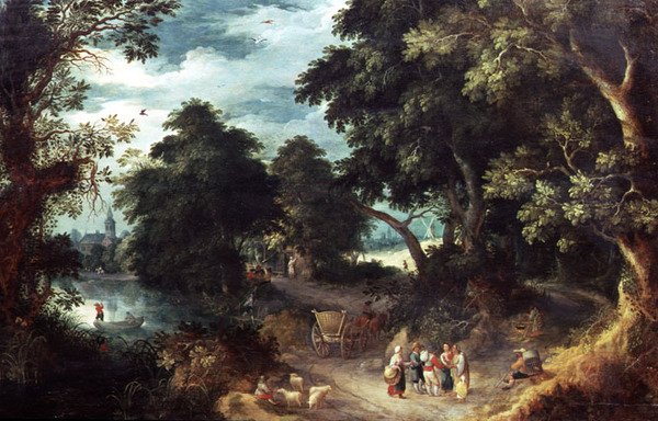 Bosrijk Rivierlandschap door Abraham Govaerts