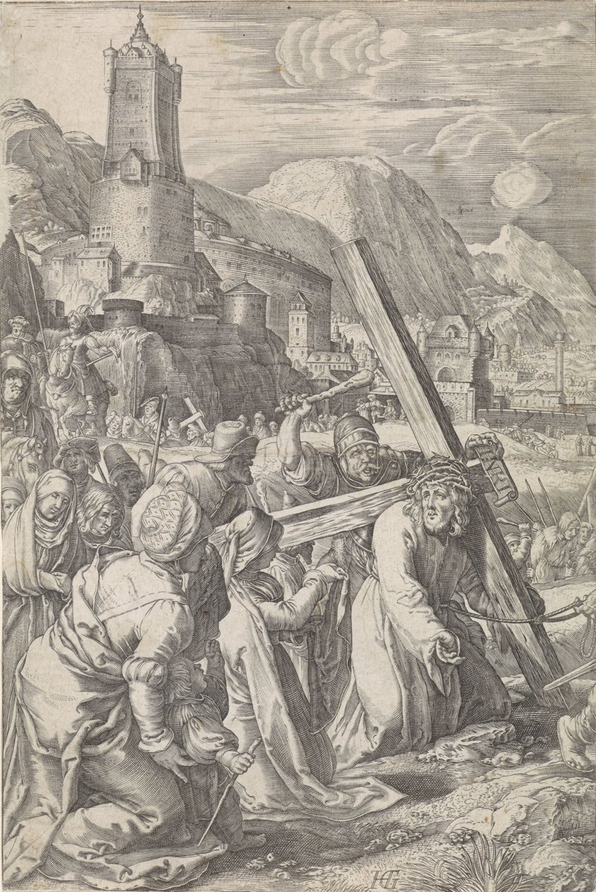 Kruisdraging (De Passie) door Abraham Hogenberg
