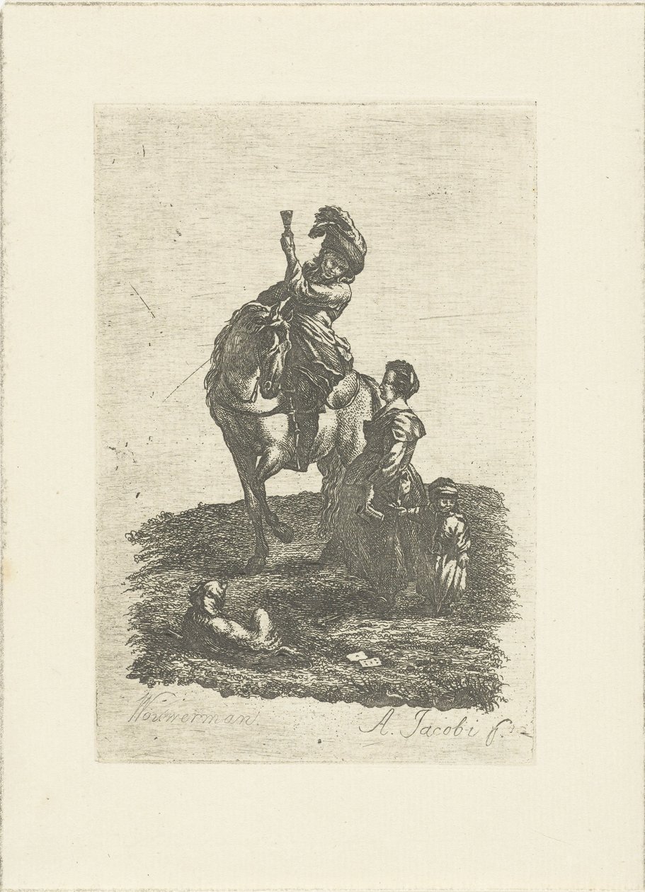 Ruiter te paard door Abraham Jacobi