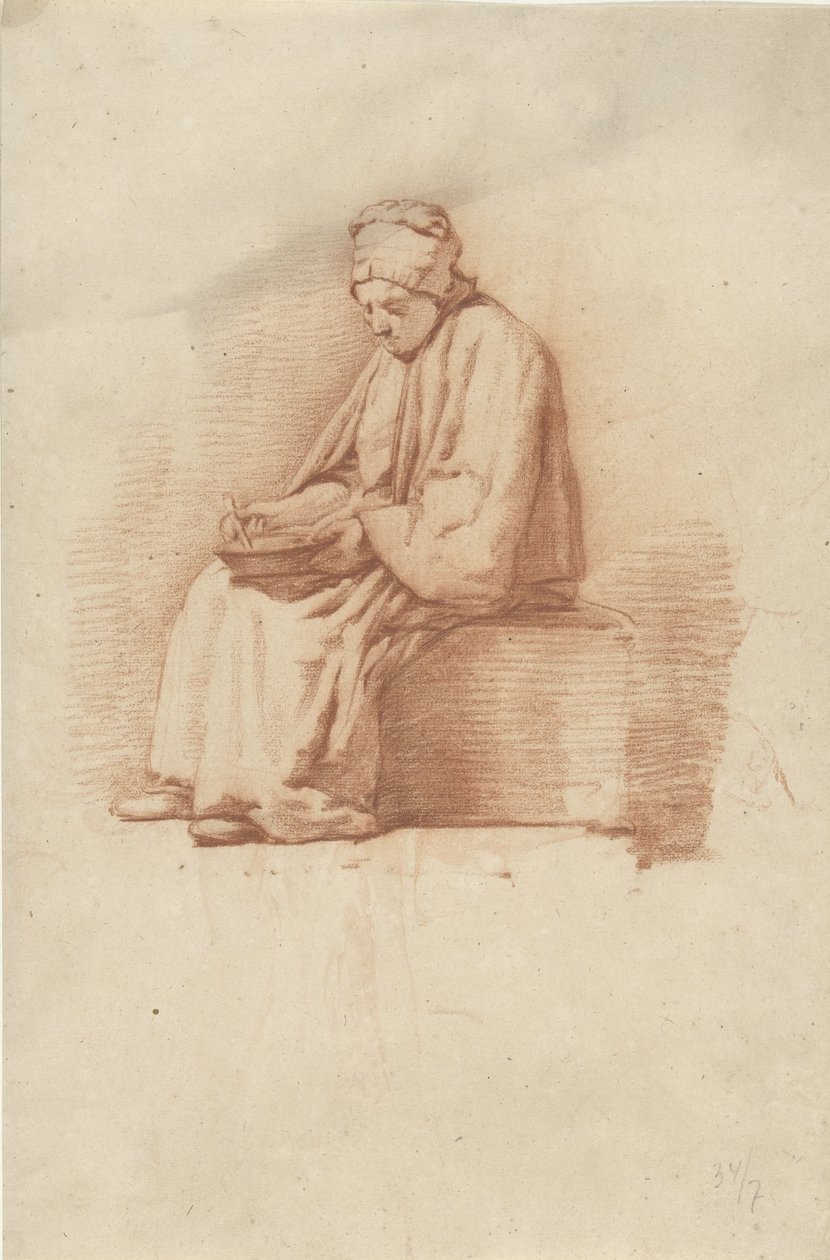 Zittende vrouw door Abraham Johannes Ruytenschildt