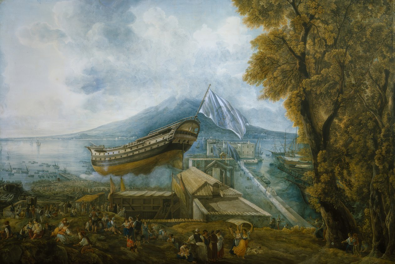 Tewaterlating van de "Archimede door Abraham Louis Rodolphe Ducros