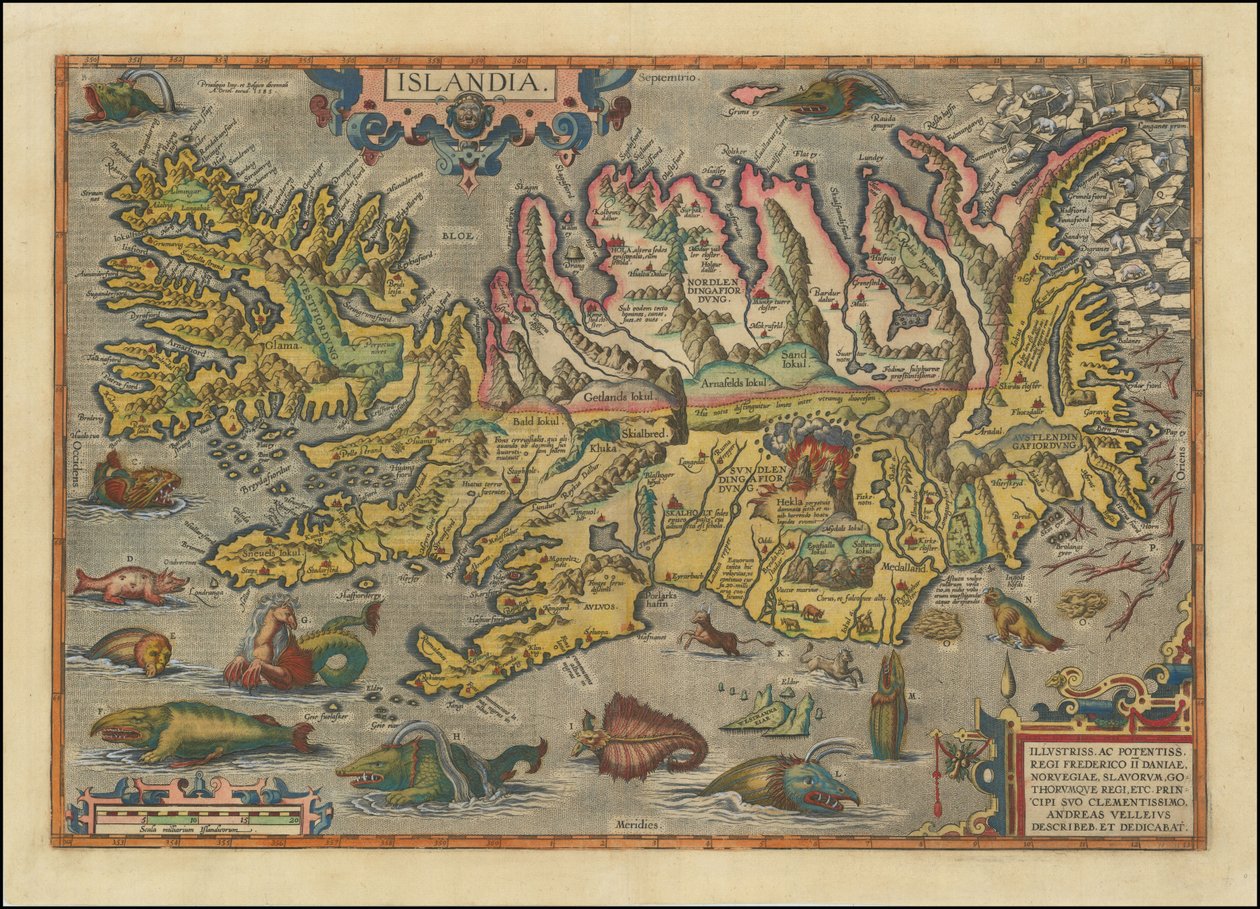 1591 kaart van IJsland door Abraham Ortelius door Abraham Ortelius