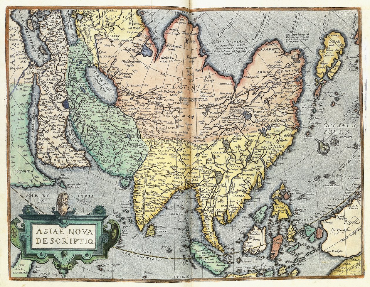 Azië, 1592 door Abraham Ortelius
