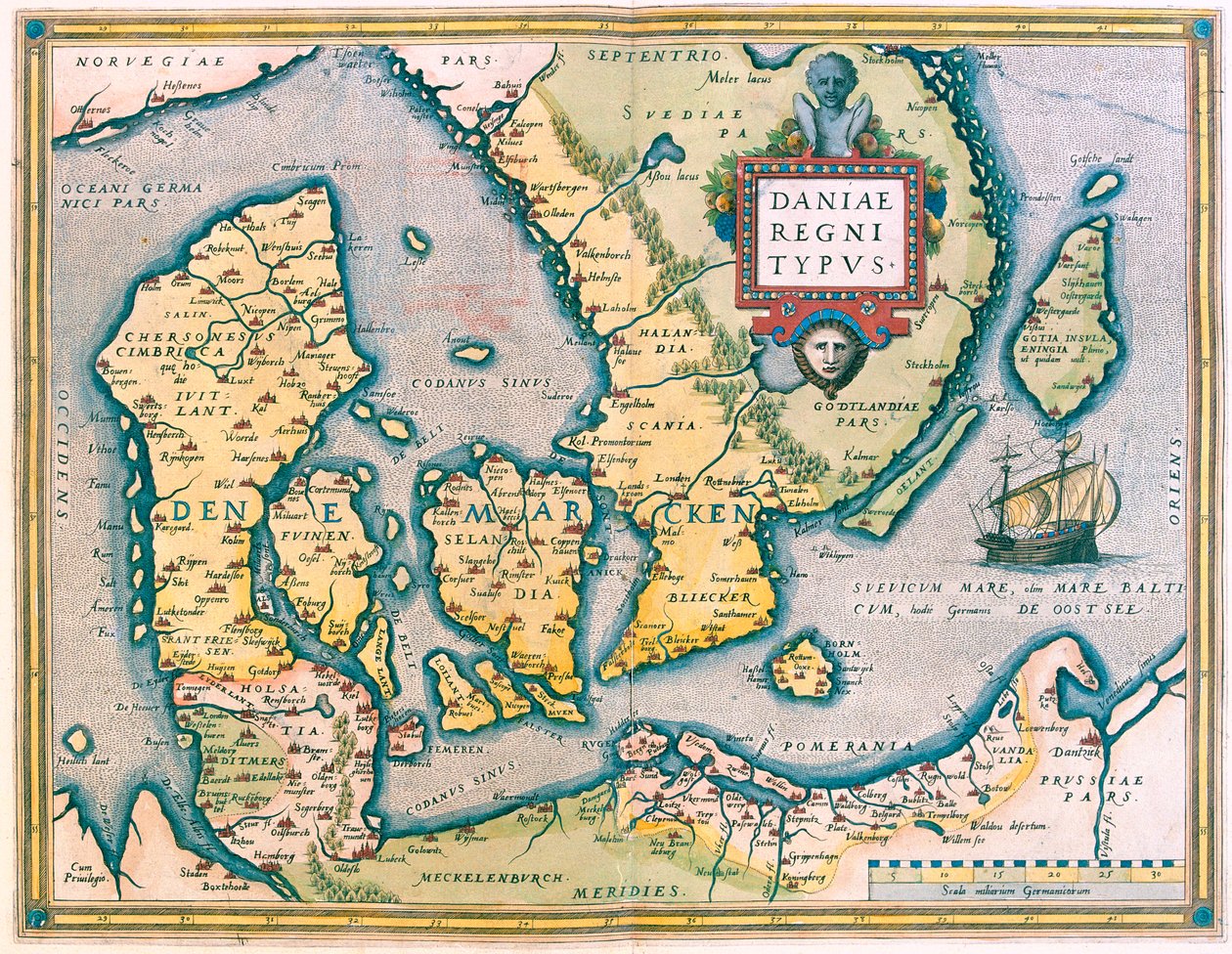 Denemarken, Zuid-Zweden door Abraham Ortelius