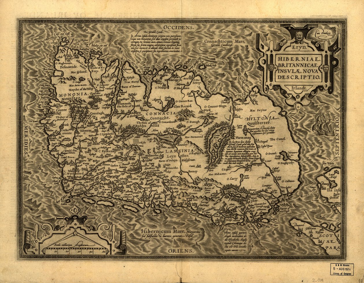 Hiberniae, Britannicae Insvlae nova descripto. LOC 99466749 door Abraham Ortelius
