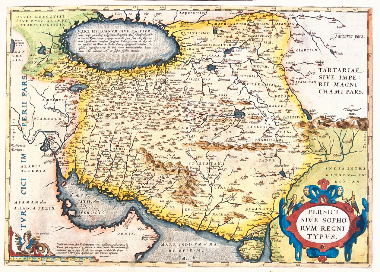 Iran, Pakistan, Afghanistan, Oezbekistan, Turkmenistan door Abraham Ortelius
