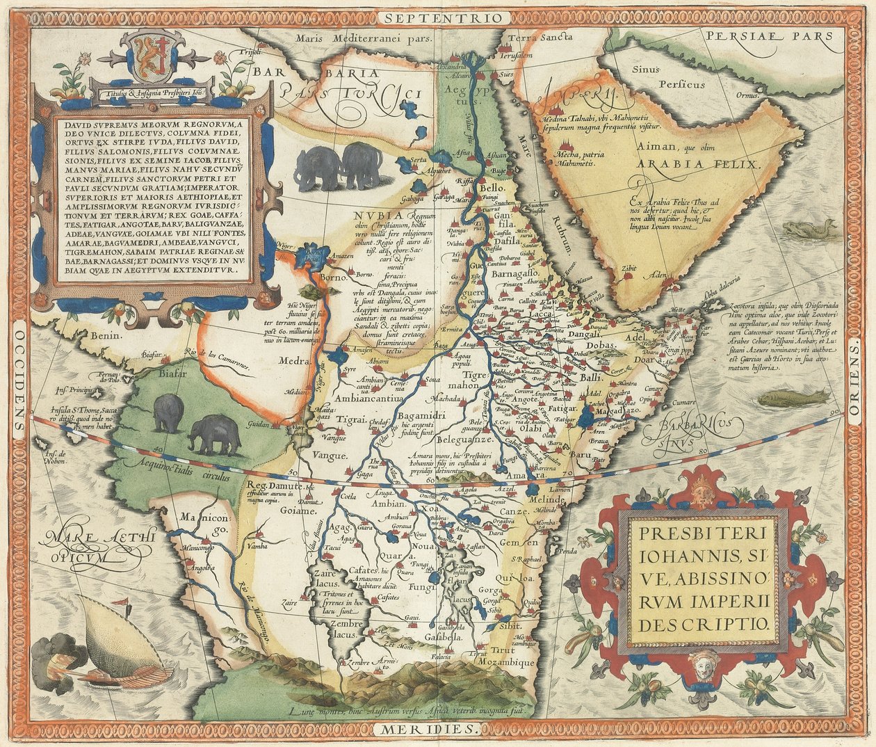 Kaart van Afrika en het Arabisch Schiereiland door Abraham Ortelius