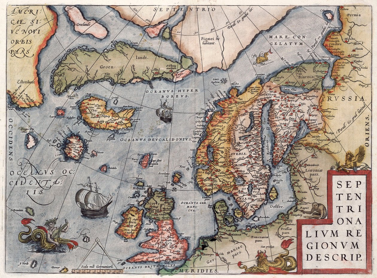 Kaart van Europa door Ortelius door Abraham Ortelius