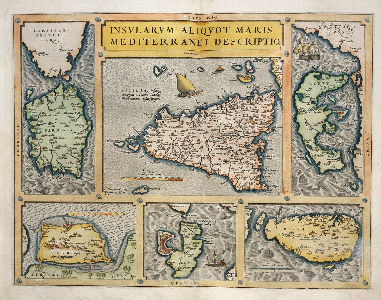 Kaart van de Middellandse Zee-eilanden door Abraham Ortelius