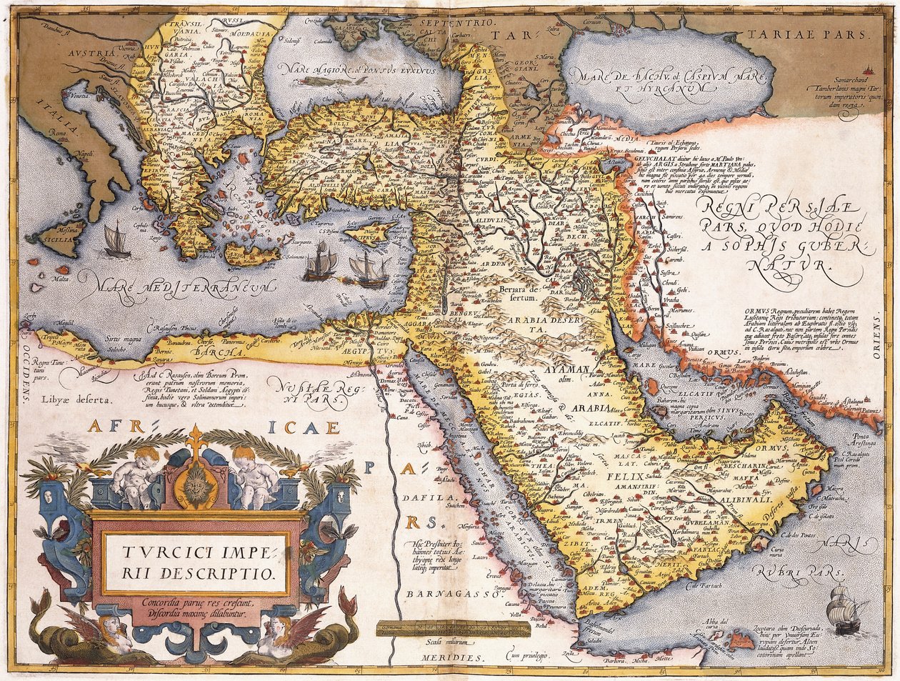 Kaart van het Turkse Rijk door Abraham Ortelius