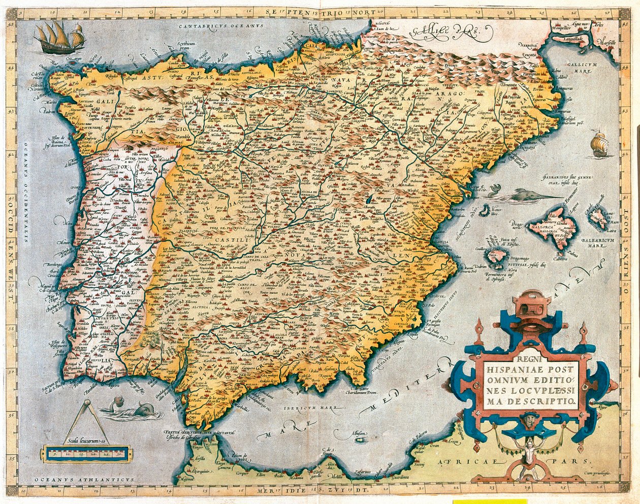 Spanje, Portugal door Abraham Ortelius