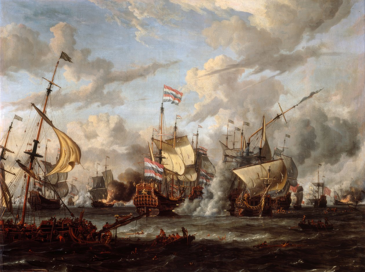 De zeeslag bij Texel door Abraham Storck