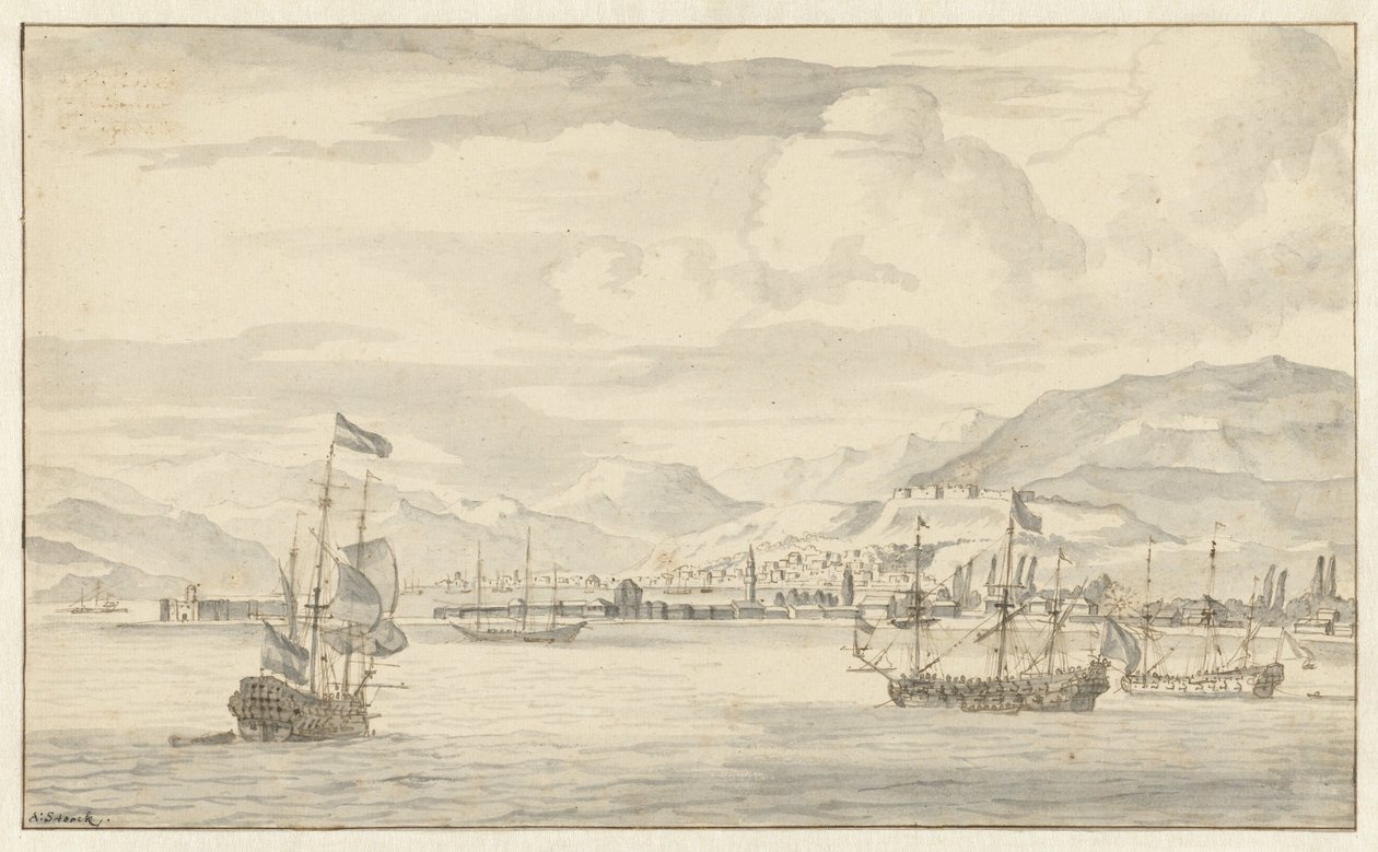Gezicht op Smyrna (Izmir) door Abraham Storck