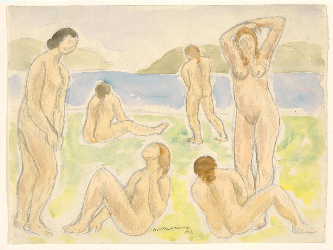 Badhuisgangers (of Figuren) door Abraham Walkowitz