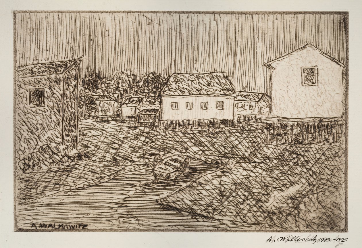Straatscène, Gebouw of Portret door Abraham Walkowitz