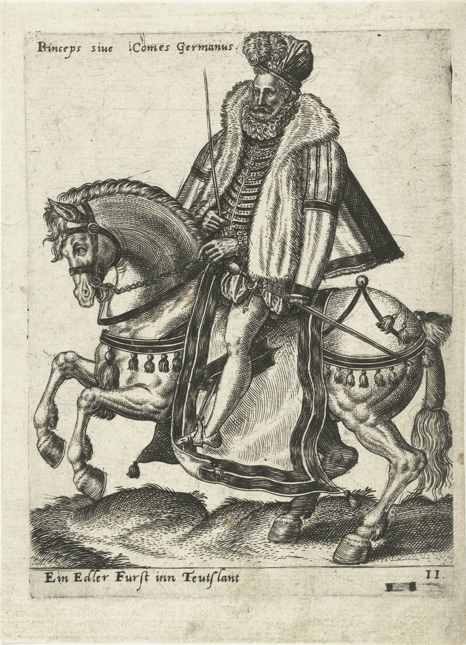 Duitse heerser te paard door Abraham de Bruyn (attributed to)