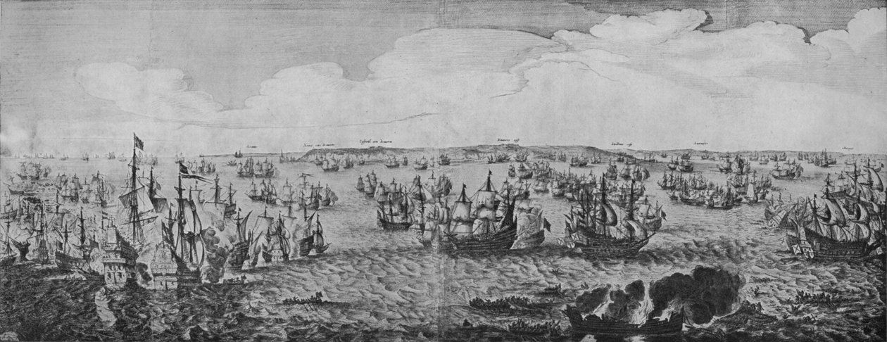 Slag in de Downs, ca. 1639 door Abraham de Verwer