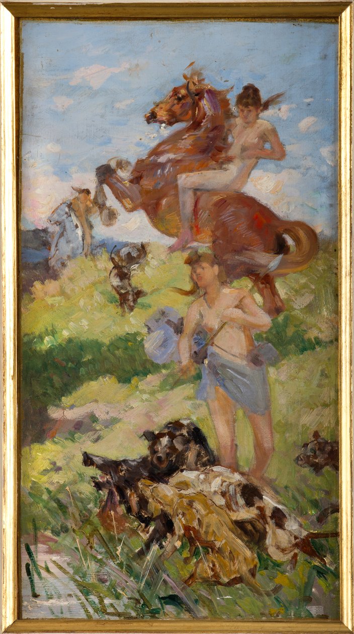 Jachtscène door Achille Boschi