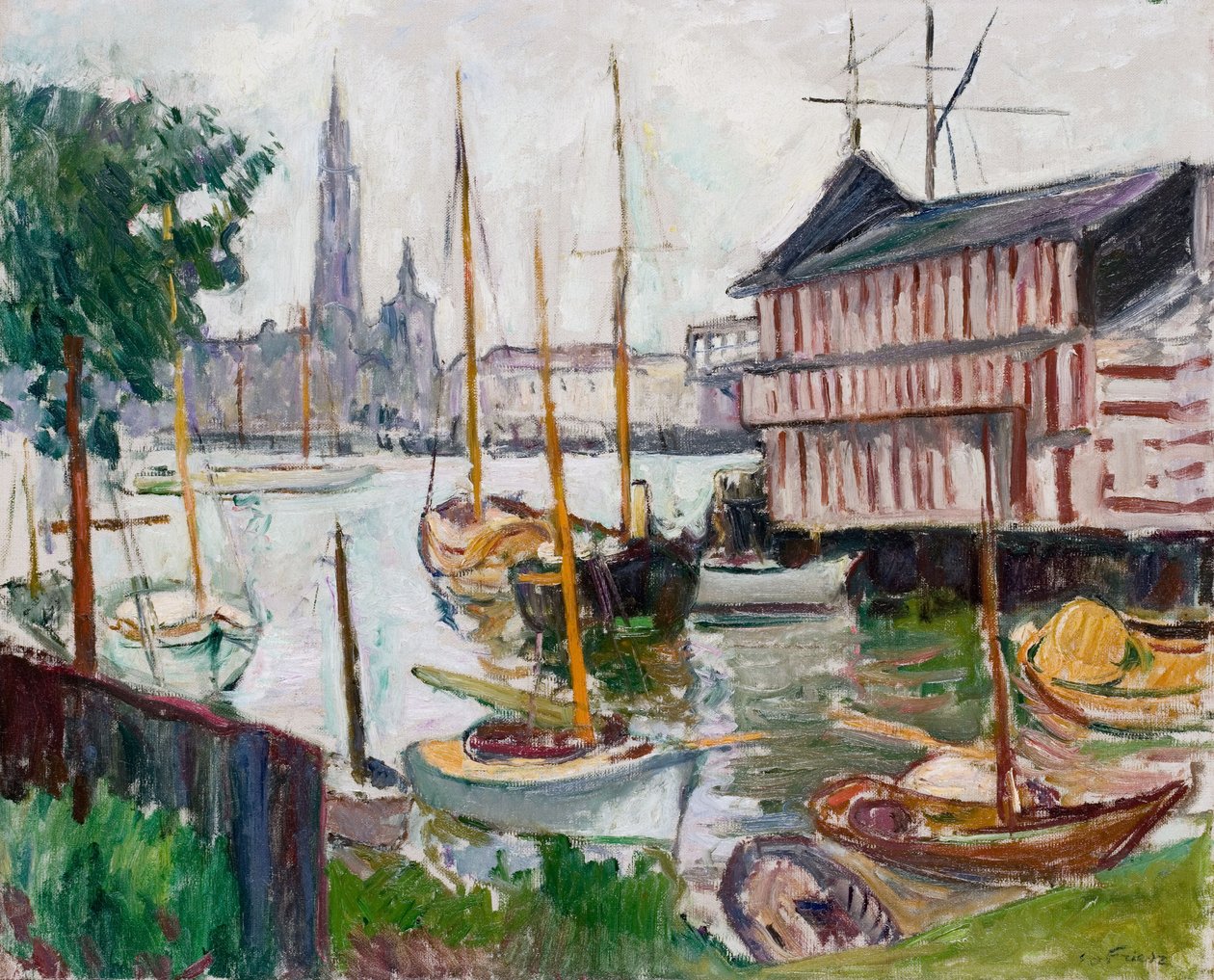 Jachthaven bij Sainte-Anne, Antwerpen door Achille Emile Othon Friesz