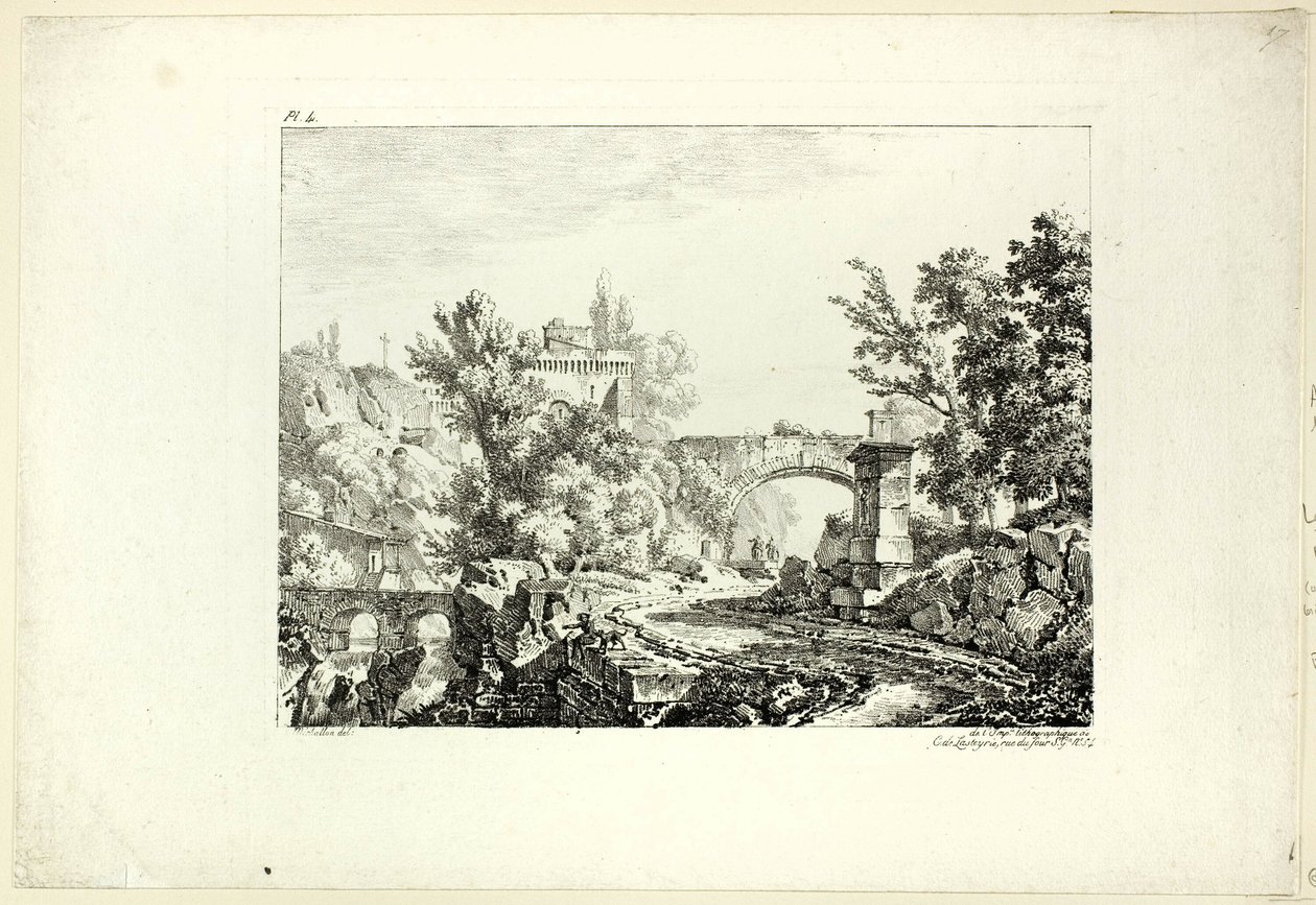 Landschap, plaat IV door Achille Etna Michallon