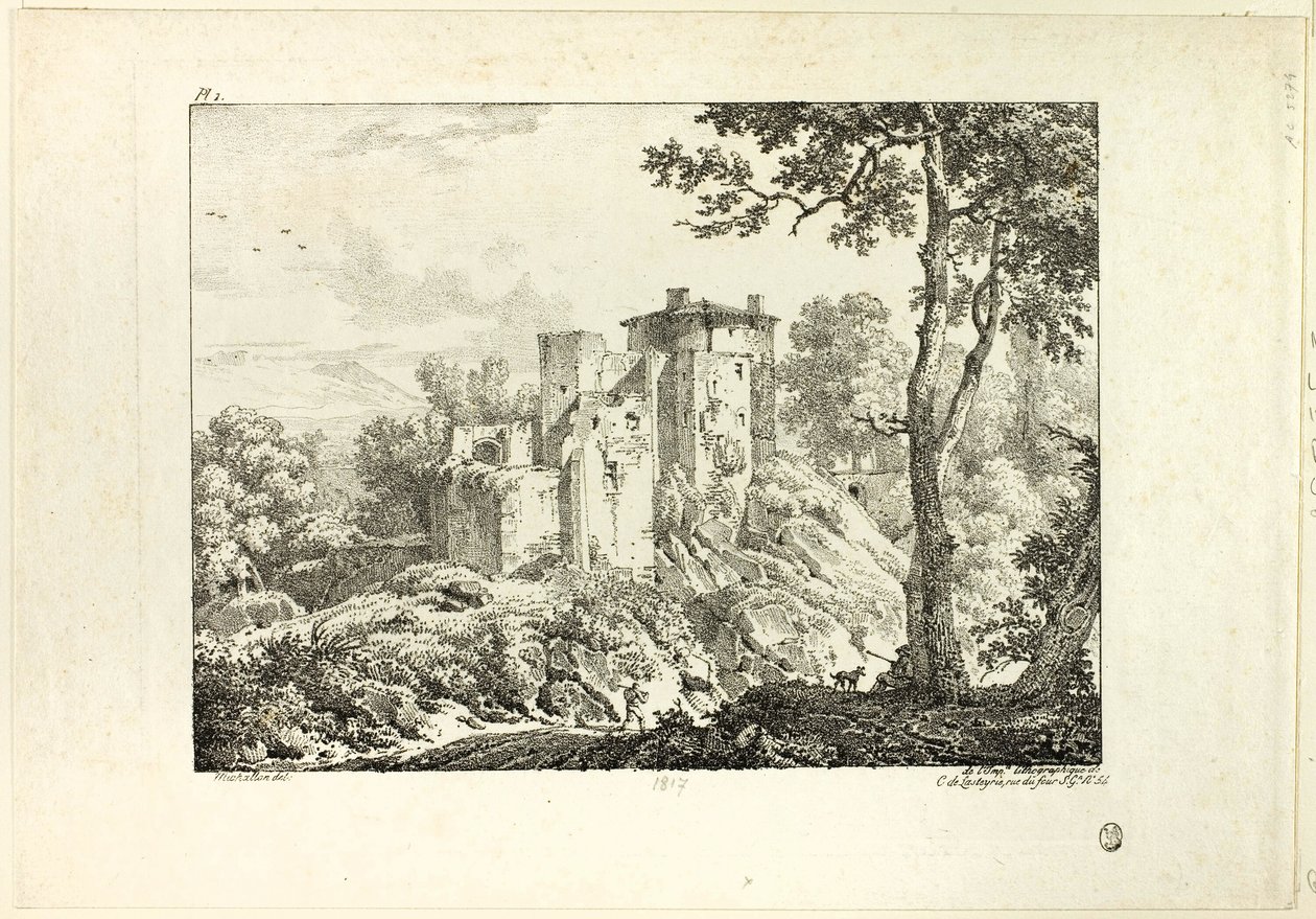 Landschap, plaat I door Achille Etna Michallon