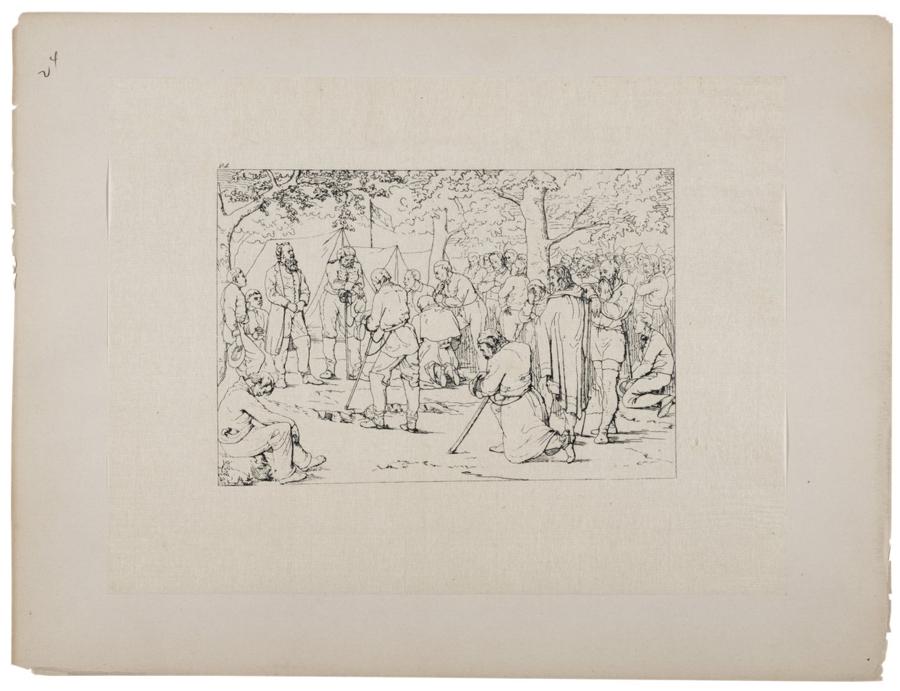 Gebed in de Tent van Stonewall Jackson, c.1880-90 door Adalbert John Volck