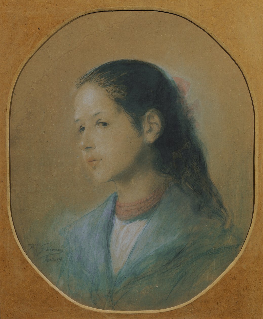 Dame met koraalketting door Adalbert Franz Seligmann