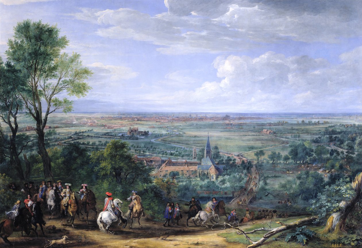 Lodewijk XIV (1638-1715) bij het Beleg van Lille tegenover het Priorij van Fives, augustus 1667, c.1685 door Adam Frans van der Meulen