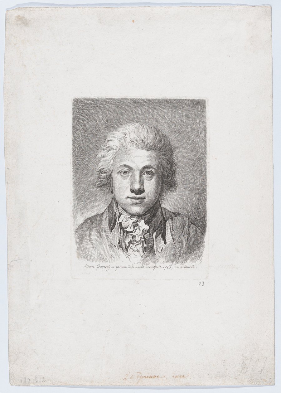 Zelfportret, 1785 door Adam von Bartsch