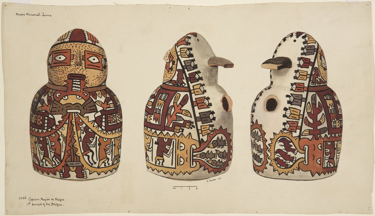 Nazca pot, beschilderd aardewerk door Adela Breton