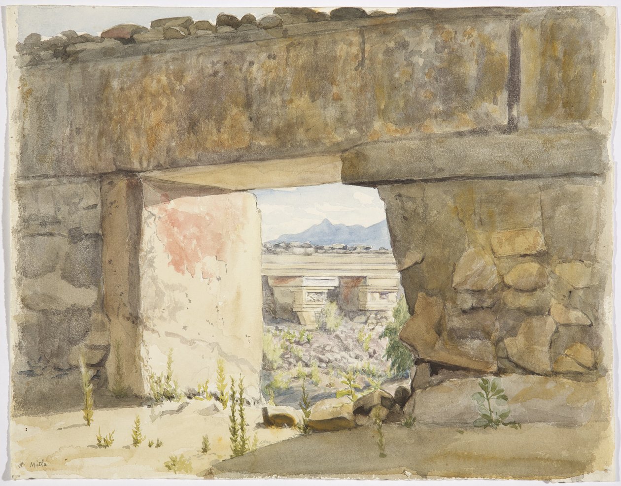 Vervallen gebouwen in Mitla, Oaxaca door Adela Breton