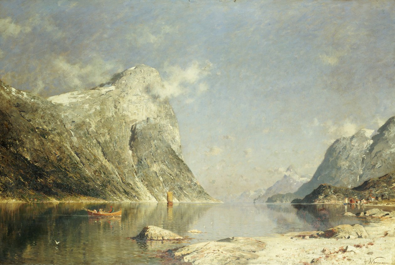 Een Fjordscène door Adelsteen Normann