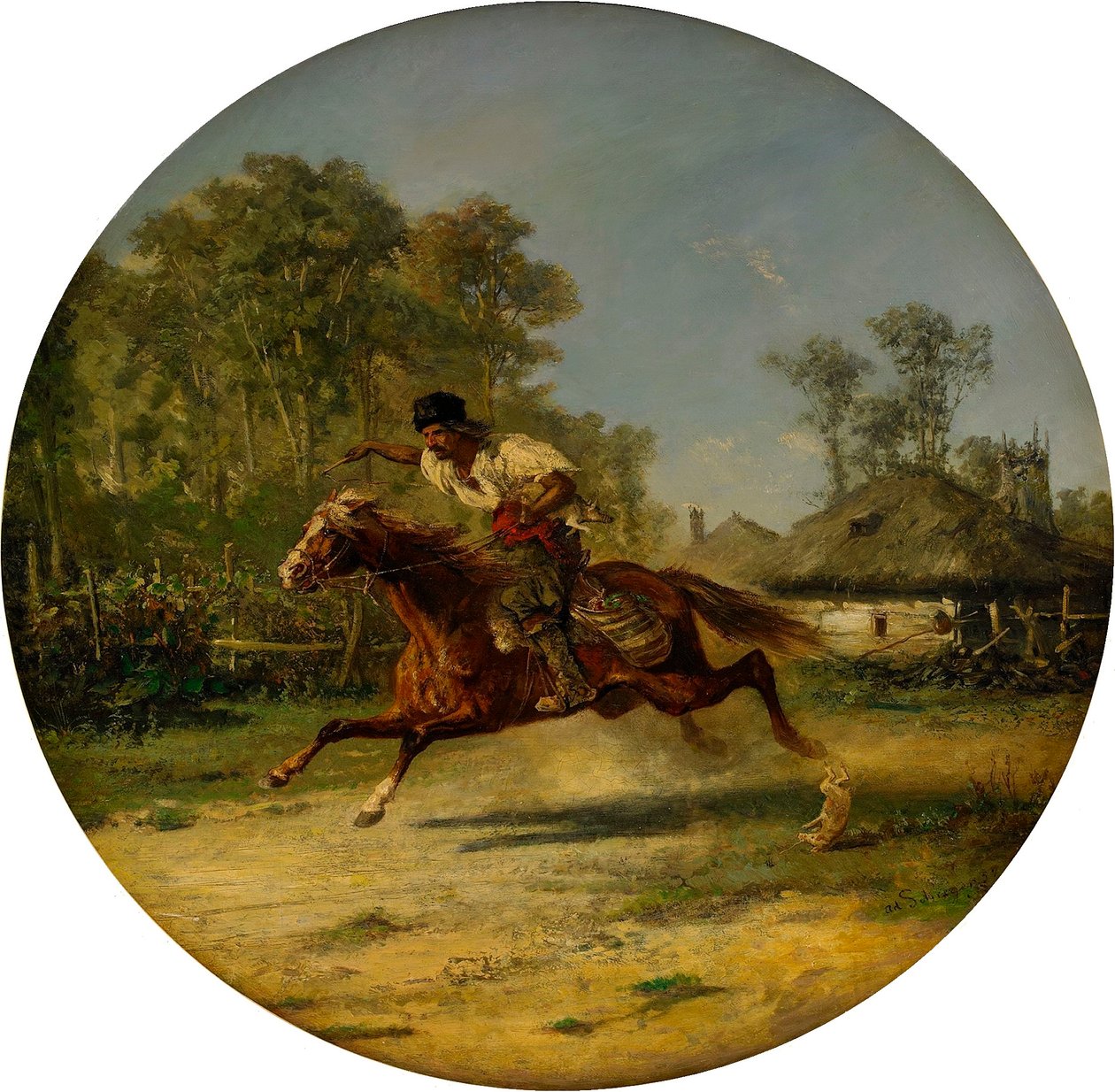 Kozak te paard door Adolf Schreyer