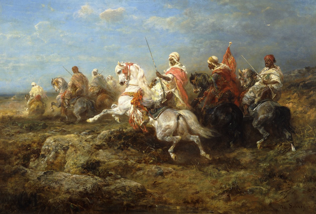 Arabische patrouille door Adolf Schreyer