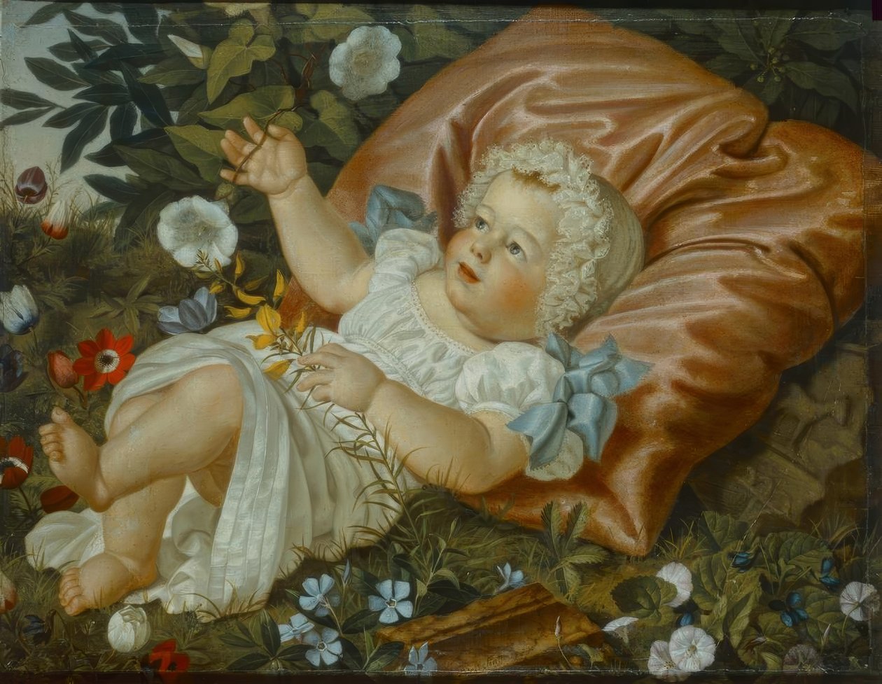 Kind onder Bloemen door Adolf Senff