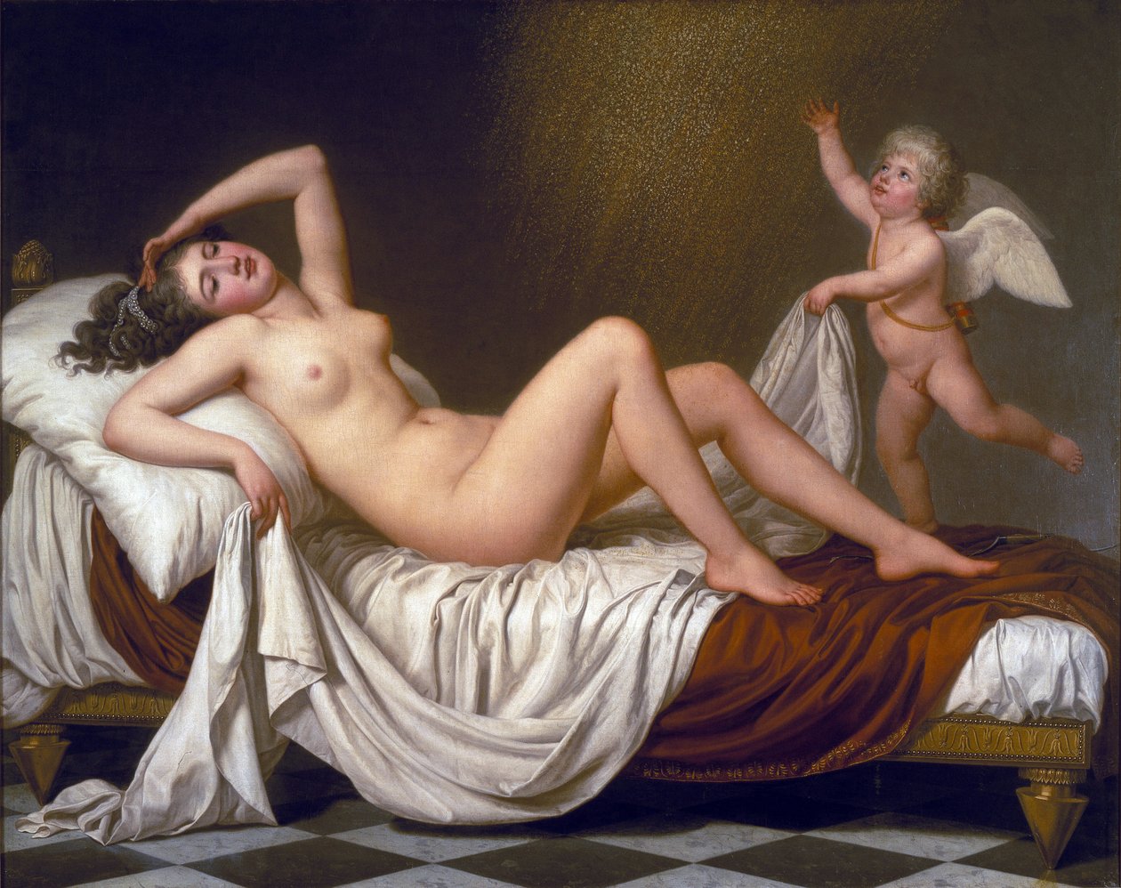 Danaë en de gouden regen door Adolf Ulrich Wertmuller