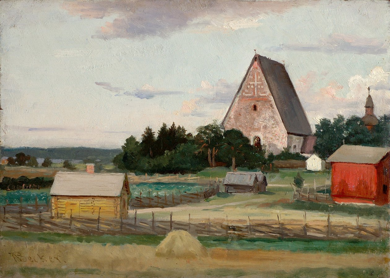 Lohja-kerk, schets door Adolf von Becker