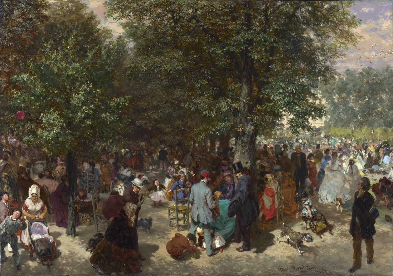 Middag in de Tuilerieën tuinen door Adolph Menzel