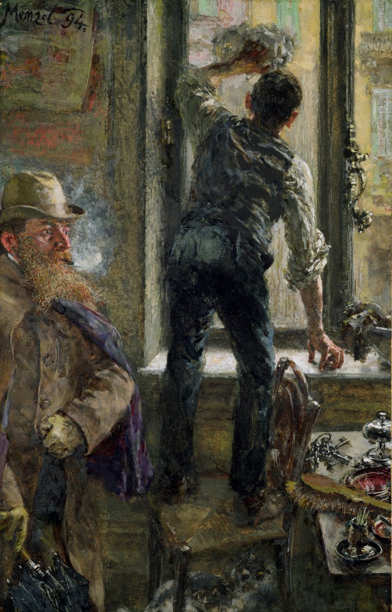 Ontbijt in het Café door Adolph Menzel