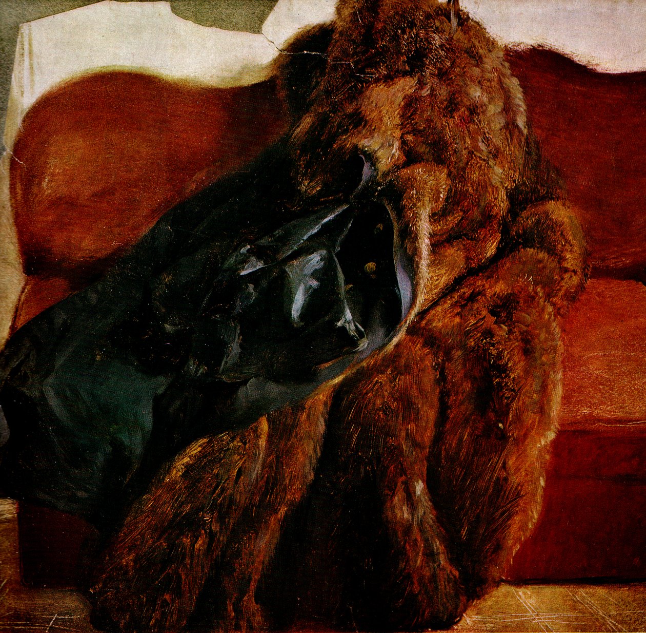 De bontjas van de kunstenaar door Adolph Menzel
