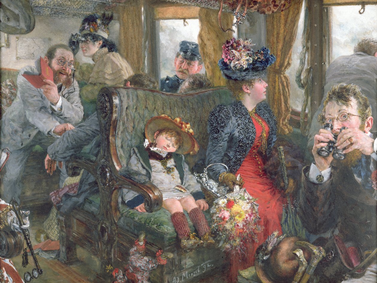 Op reis naar het mooie platteland, 1892 door Adolph Menzel