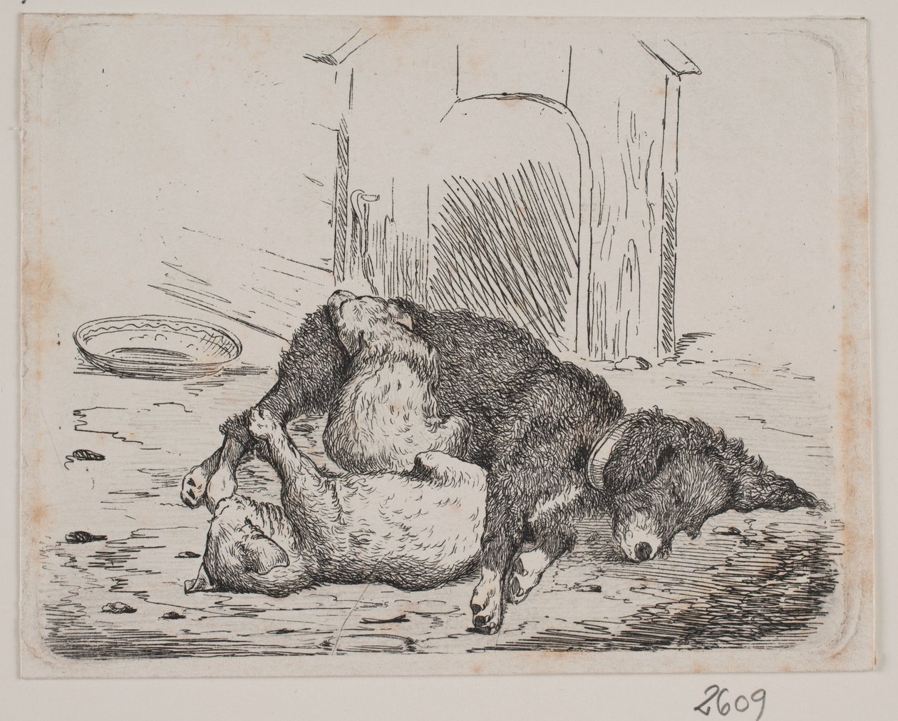 Kettinghond met pup door Johan Adolph Kittendorff