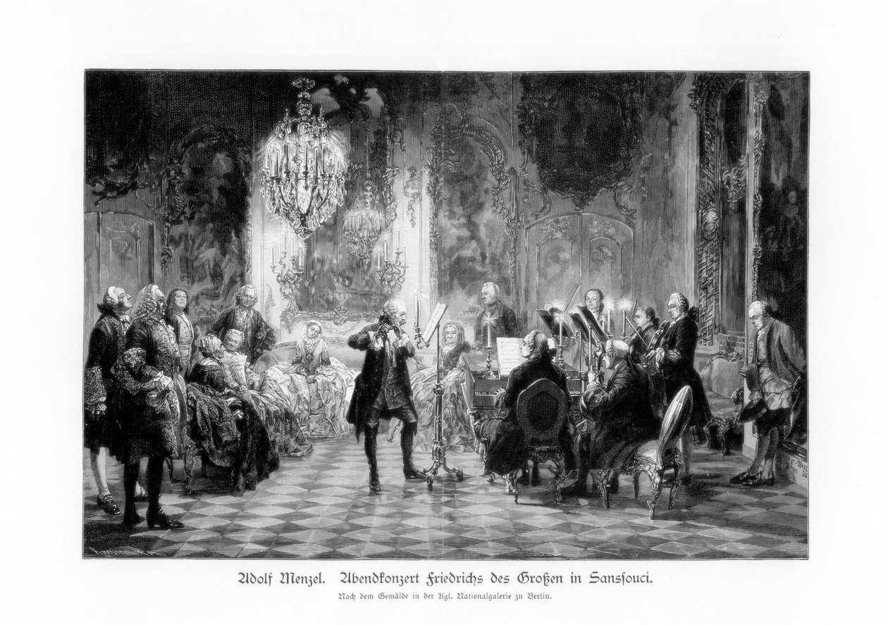 Frederik de Grote Concert in Sanssouci, 1852, 1900 door Adolph Menzel