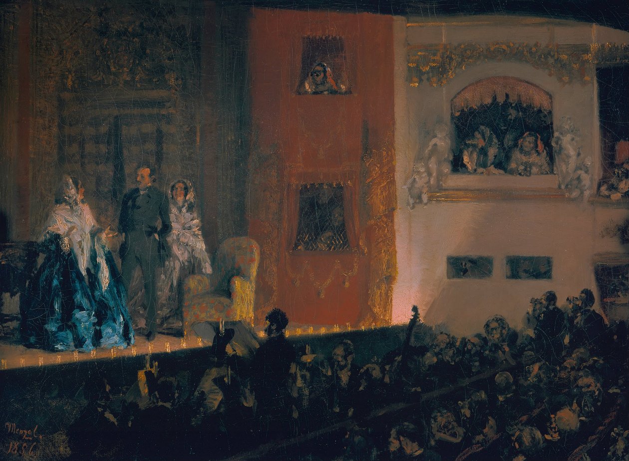 Théâtre du Gymnase in Parijs, 1856 door Adolph Menzel