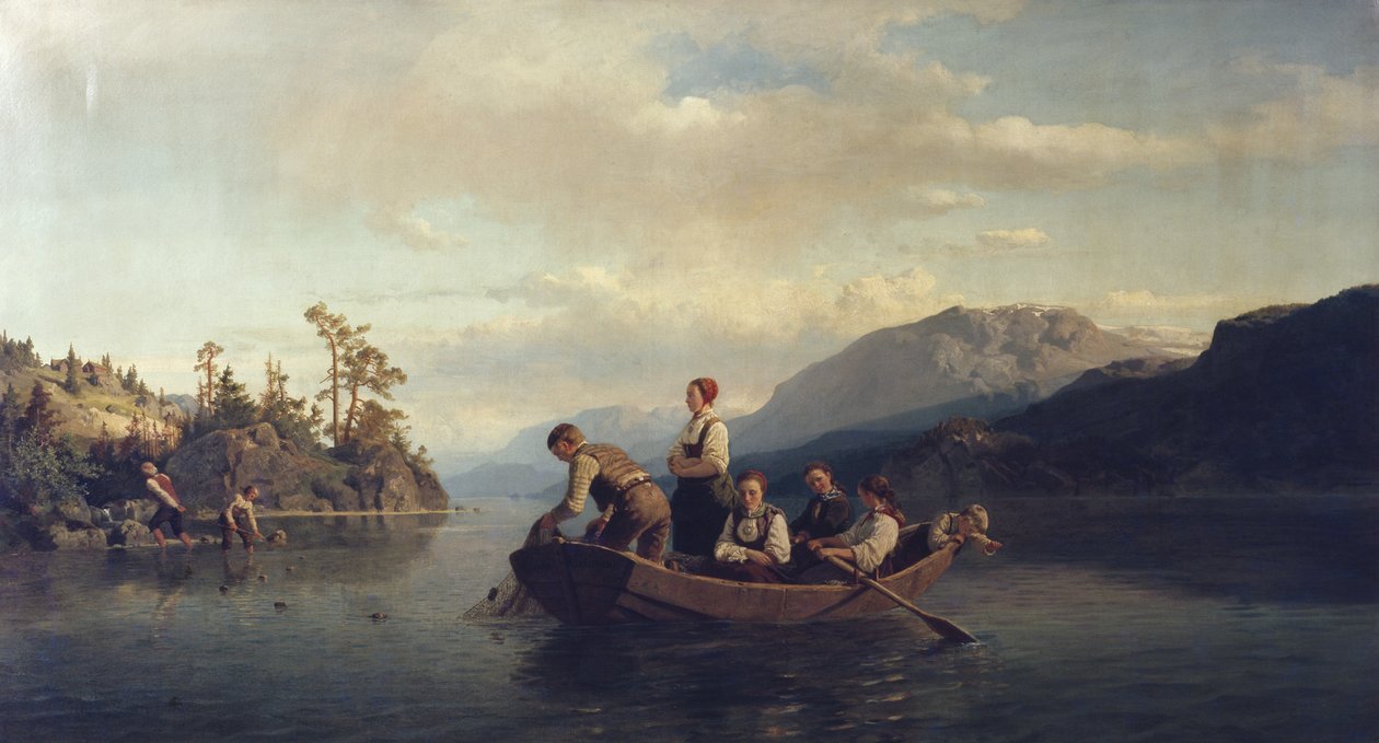 Avond in Krøderen door Adolph Tidemand