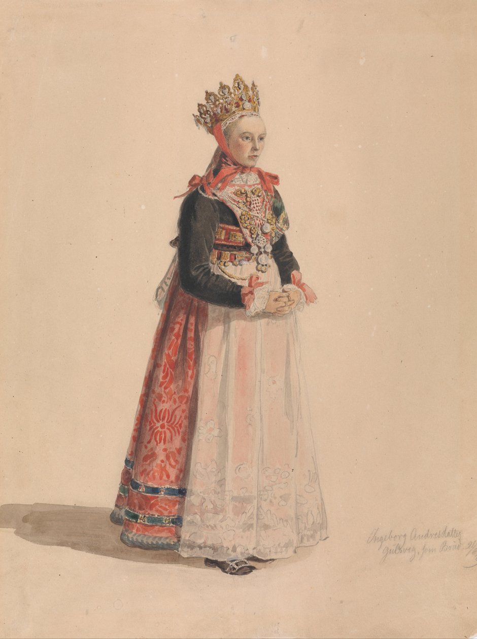 Ingeborg Andresdatter Gulsvik als bruid door Adolph Tidemand