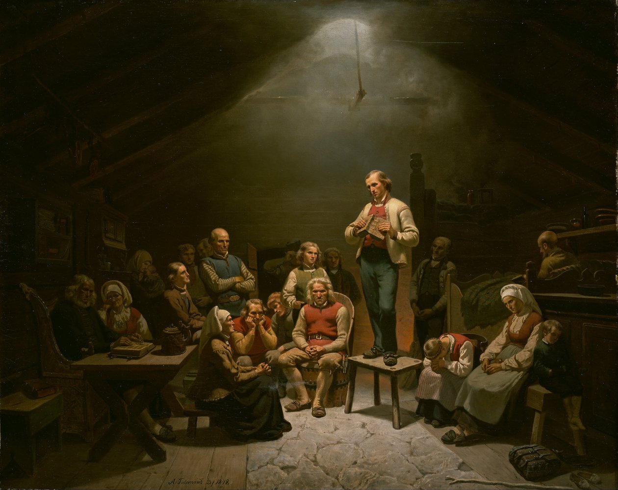 Lage kerkdevotie door Adolph Tidemand