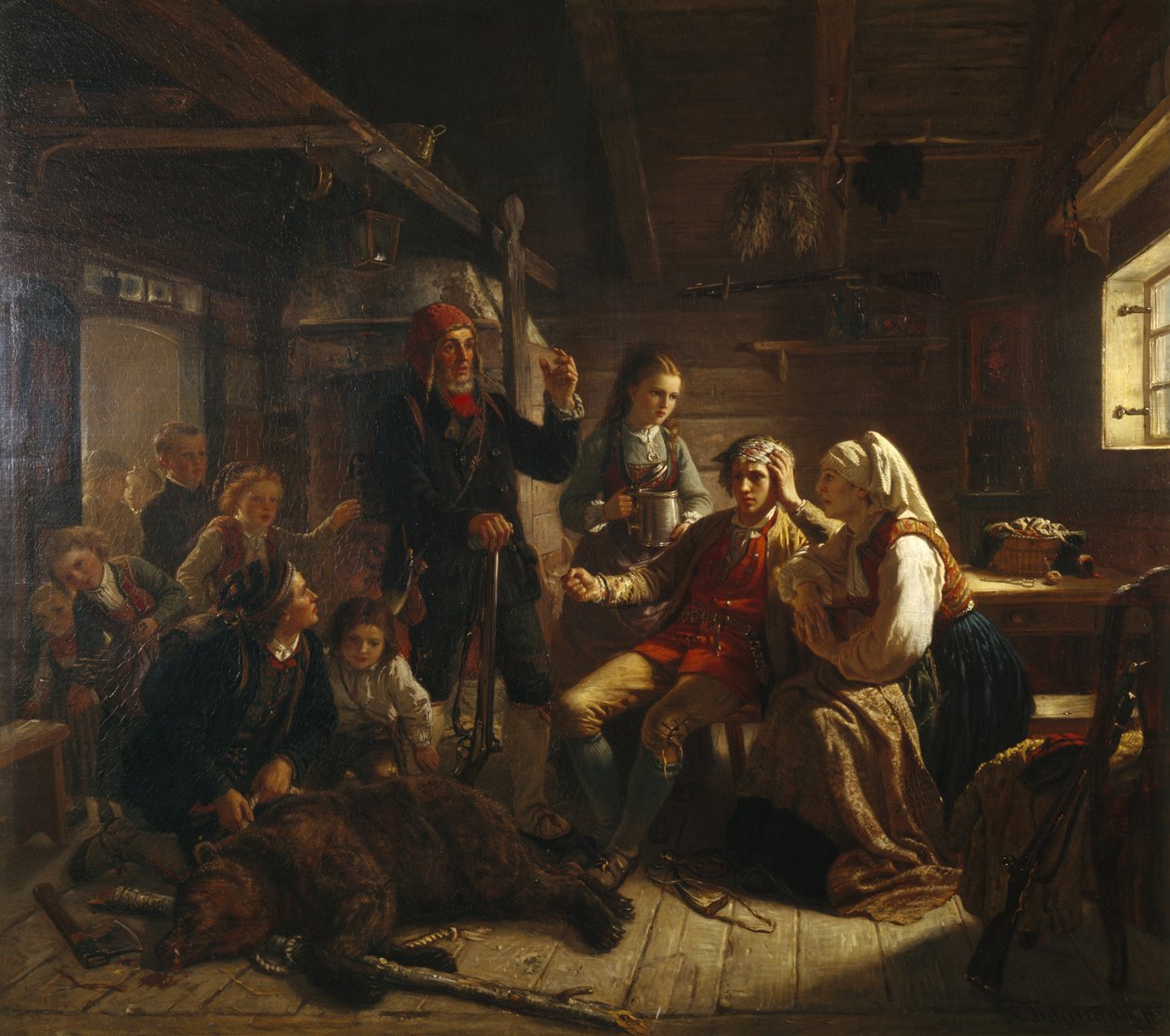 De Gewonde Berenjager door Adolph Tidemand