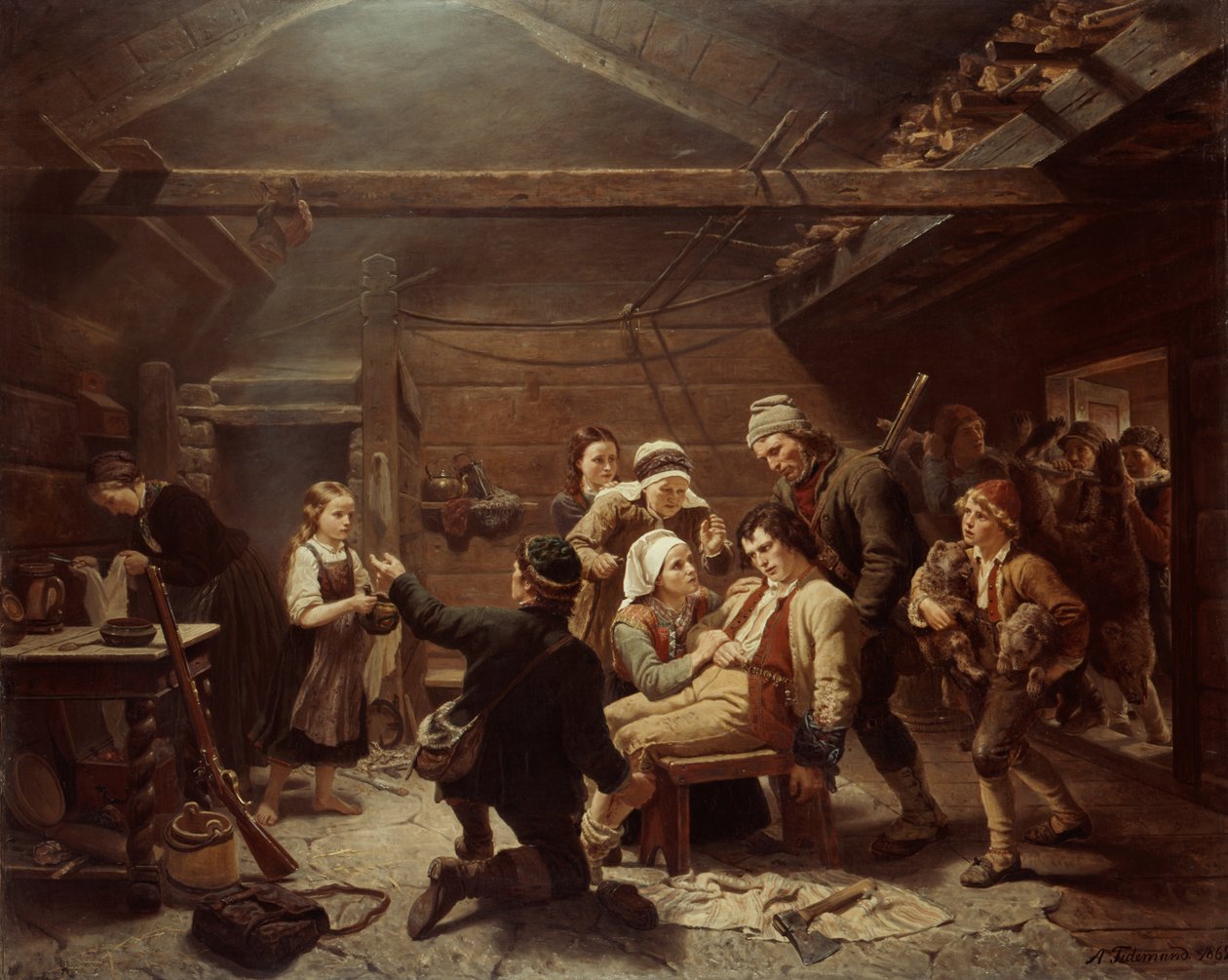 De thuiskomst van de berenjagers door Adolph Tidemand